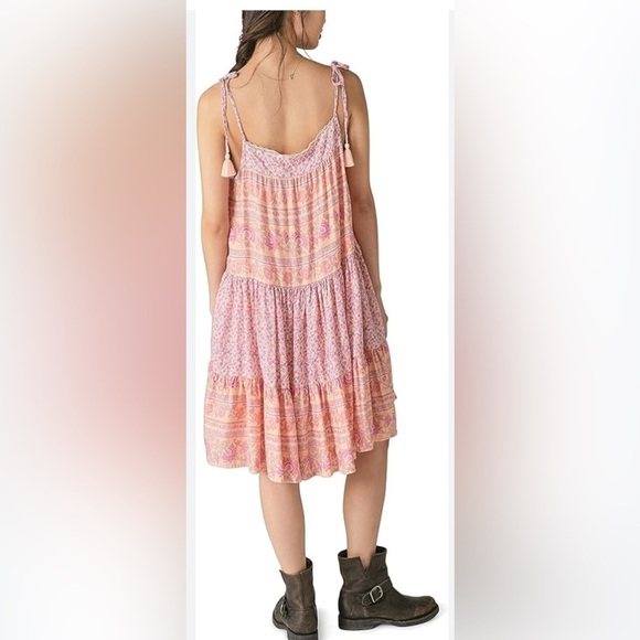 Lucky Brand Women's Mixed Print Tie Sleeve Tiered Dress Large NWT - Picture 2 of 14